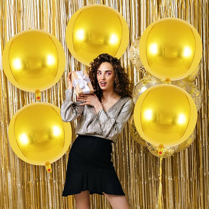 Metallic Gold Balloons, 22 Inch Large Sphere Round Balloons - Image 4