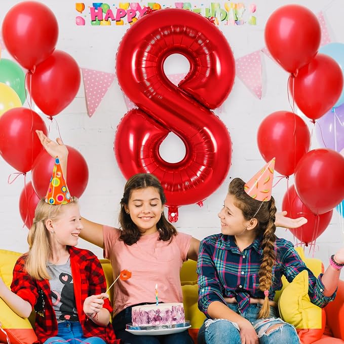 Red Number 8 Balloon 40 Inch, Big Large Foil Helium Number Balloons, Jumbo - Image 4