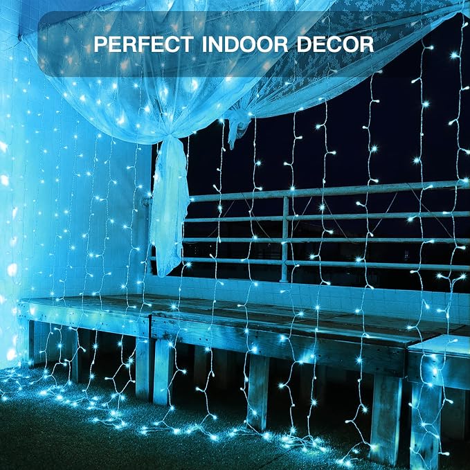 Curtain Lights for Bedroom, 200 Led 6.5ft x 6.5ft Hanging String Lights Outdoor - Image 2