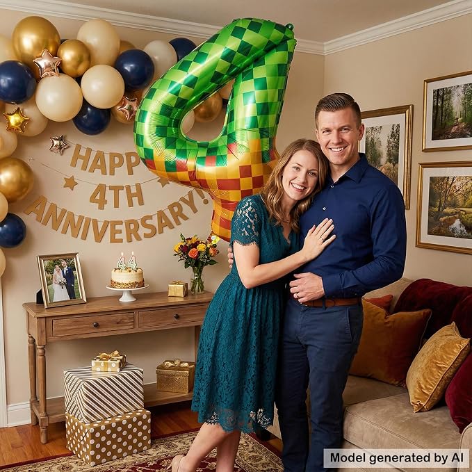 40 Inch Pixelated Number 4 Foil Balloon - Image 6
