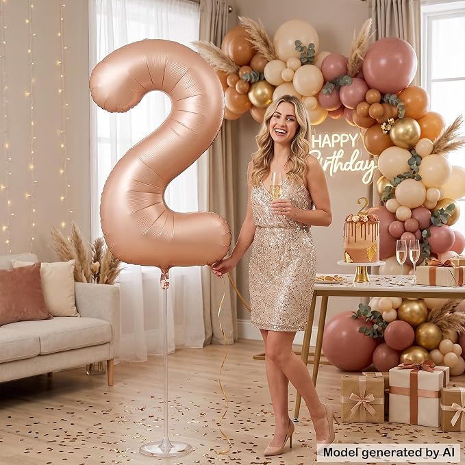 40 Inch Caramel Foil Number 2 Balloon - Image 4