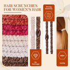 Braided Hair Ties No Damage, Soft Plush Hair Elastics, Ponytail Holders & Hair Bands for Women & Girls, Thick Hair, Stretch Wrist Bracelet Ties, Gentle All-Day Hold, Set of 10 - Ember Glow