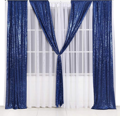 Poise3EHome 2ft x 8ft Blue Sequin Photography Backdrop Curtains 2 Panels - Image 8