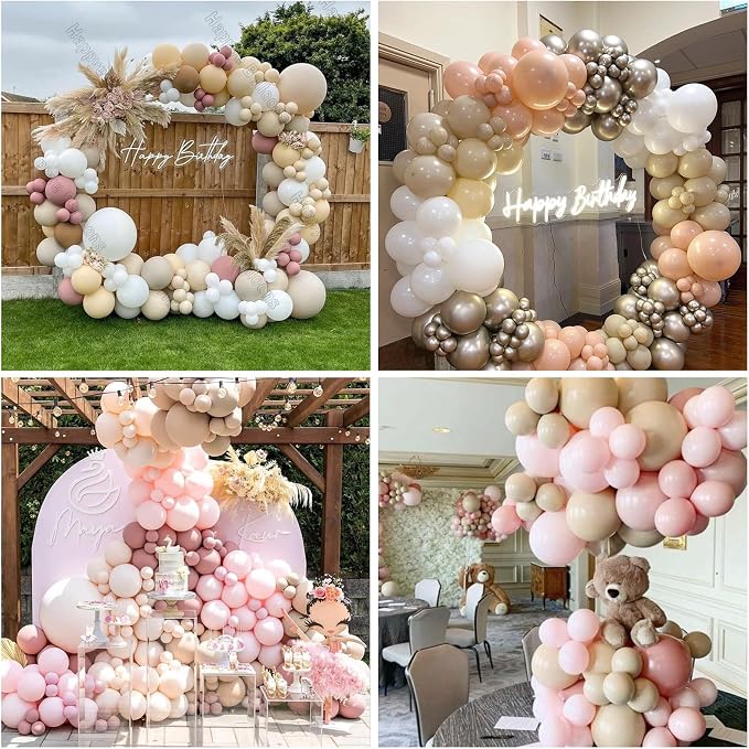HILAVO Blush Pink Balloons 60 Pcs 12 Inch Dusty Pink White Sand Latex Balloon - Image 6