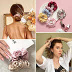 LILYSILK Silk Scrunchies for Frizz & Breakage Prevention - Mulberry Silk Ponytail Holders, Elastic Hair Ties, 5Pcs, Random Color