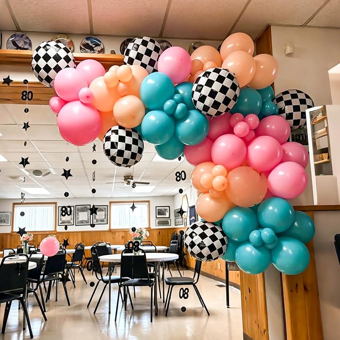 12 Pcs Checkered Balloons, 18 Inch Black and White Checkered Flag Foil Mylar - Image 3