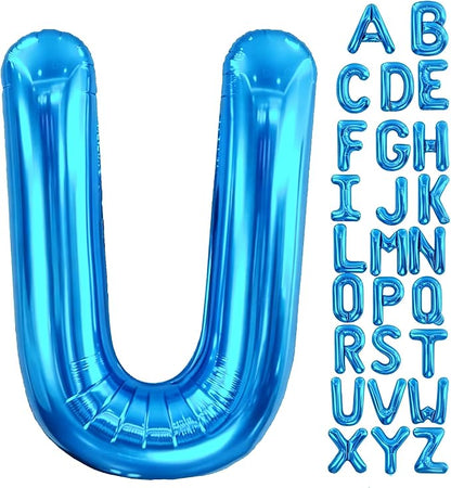 Letter U Balloon 40 Inch Blue, Giant Alphabet Foil Balloon, Big Mylar Party by Aeniaza