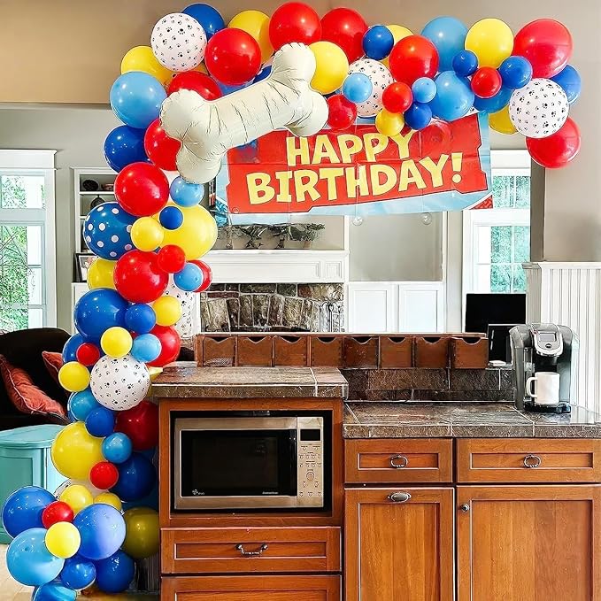 Dog Paw Balloons, 12 Inch Carnival Circus Balloons Red Yellow Blue and White - Image 5