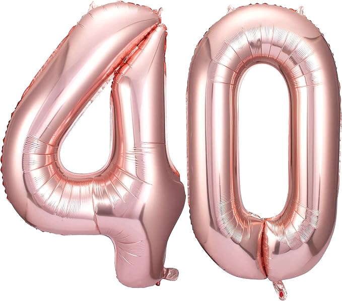 Jonhamwelbor 40 Number Balloons Rose Gold 40 Foil Mylar Big Giant Jumbo by Jonhamwelbor