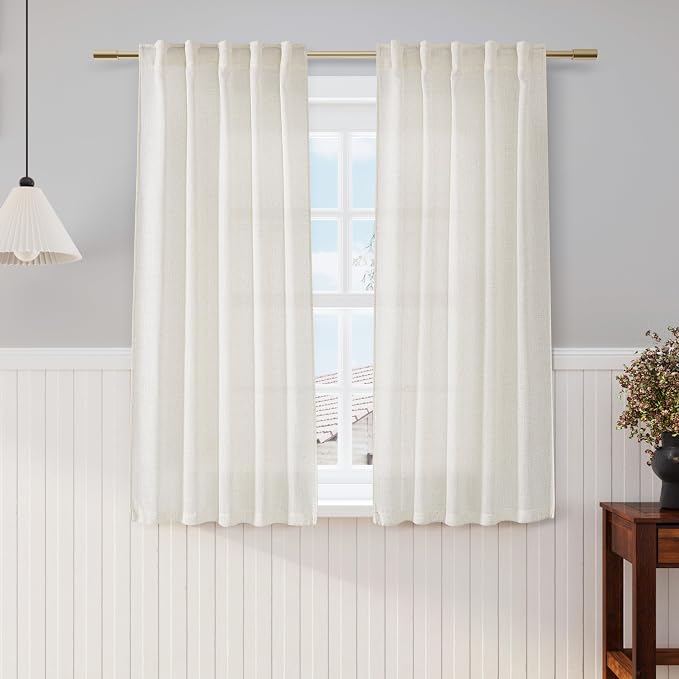 Cream Cafe Curtains 54 Inch Length Set Back Tab Rod Pocket by Nanspring