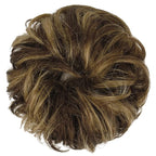 FESHFEN Human Messy Buns - 100% Human Hair Bun Real Scrunchies Hair Pieces Ponytail Extensions Wavy Tousled Updo Chignon Hairpieces for Women, Brown Mixed Blonde