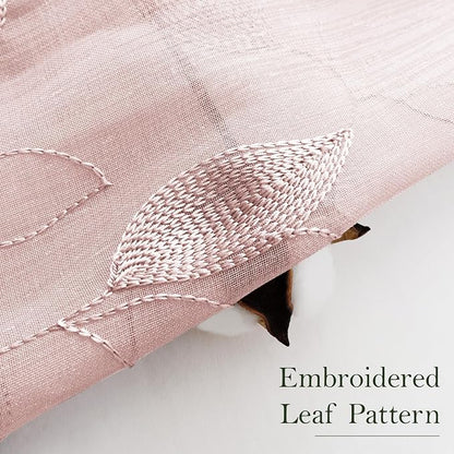 HOMEIDEAS Blush Pink Sheer Kitchen Curtains 52 x 45 Inch Length 2 Panels - Image 2