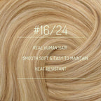 RUNATURE Clip in Hair Extensions Real Human Hair, Blonde Human Hair Clip in Extensions, Double Weft Full Head Remy Hair Extensions Clip Ins, Tangle-free 16 Inch 120g 7pcs #16P24 Blonde Highlights