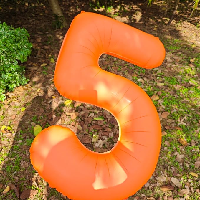 Orange Birthday Number 0 Balloon 40 inch Fluorescent Orange Number 0 | Helium - Image 6