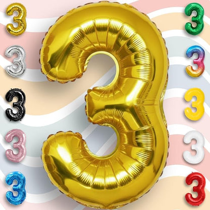 Gold Number Balloon 3 Mylar Foil Balloons 32 inch - Image 5