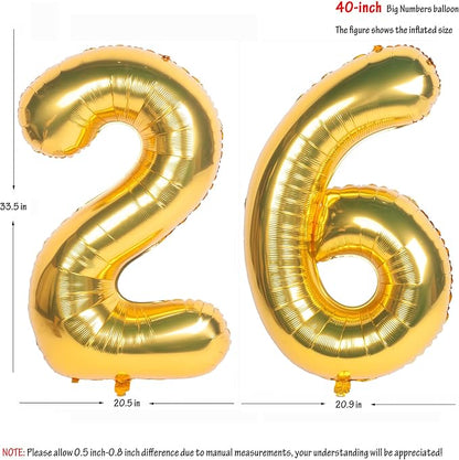 40 Inch gold Number Balloons 26 Helium Foil Mylar Balloon | Birthday Party - Image 2