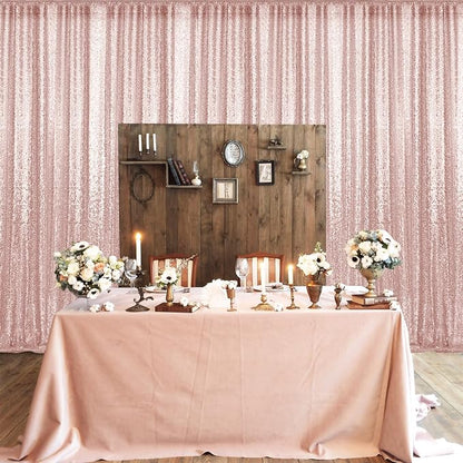 2×8FT-2PCS Rose Gold Sequin Backdrop Curtains Panels, Photography Backdrop - Image 2