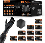 HEAVY DUTY 10 Mil Nitrile Gloves Disposable Rubber Cooking Gloves Industrial Raised Diamond Texture,Latex Free 1000PCs