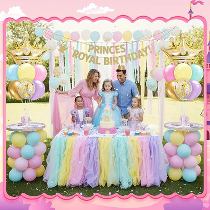 Seematn 2 Set Princess Balloon Stand Kits Pastel Gold Crown Balloons Sticks - Image 6