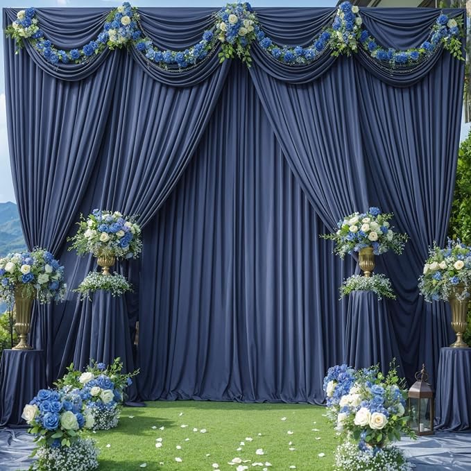 8 Panels Navy Blue Backdrop Curtains - Image 9