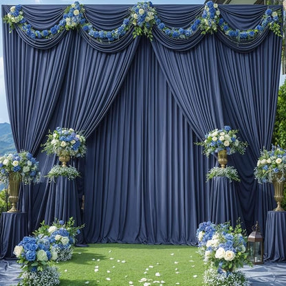 6 Panels Navy Blue Backdrop Curtains - Image 9