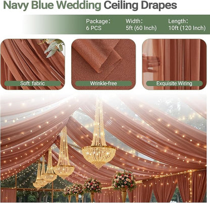 6 Panels Caramel Ceiling Drapes - Image 5