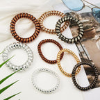 Metallic Luster Spiral Hair Ties (8 Pcs), Coil Ponytail Holders for Thick and All Hair Types, No Crease Phone Cord Design with Plastic Spiral