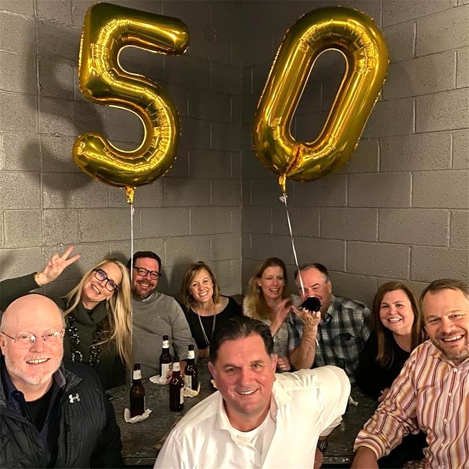Gold Number 50 Birthday Balloons, 40 Inch Large Mylar Foil Number 5 and 0 - Image 6