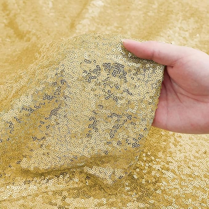 Sugargirl Gold Sequin Backdrop Curtain 10FTx10FT Glitter Gold Background Drapes - Image 5