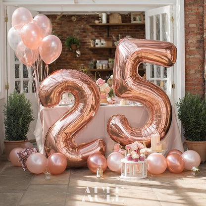AULE 40 Inch Rose Gold 25 Balloon Number Foil 0-9 Birthday Big Numbers | - Image 2