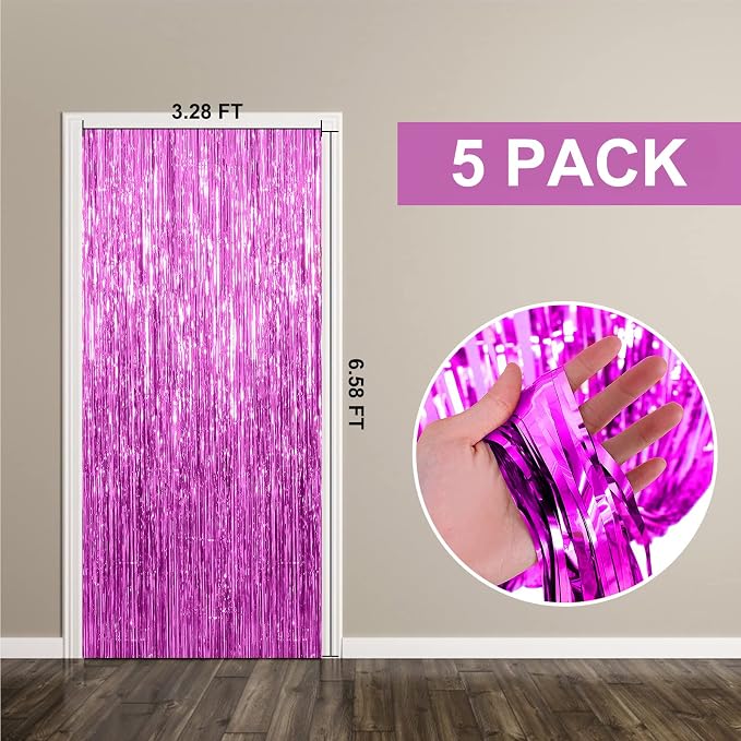 5 Pack Foil Curtain Backdrop Metallic Tinsel Foil Fringe Curtains Photo Booth - Image 7