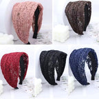 DORIS&JACKY Fashion 2.5 Inch Wide Lace Headbands Elastic Hairbands With Teeth Headwear Accessories For Women And Girls… (Wide Lace-5PCS)