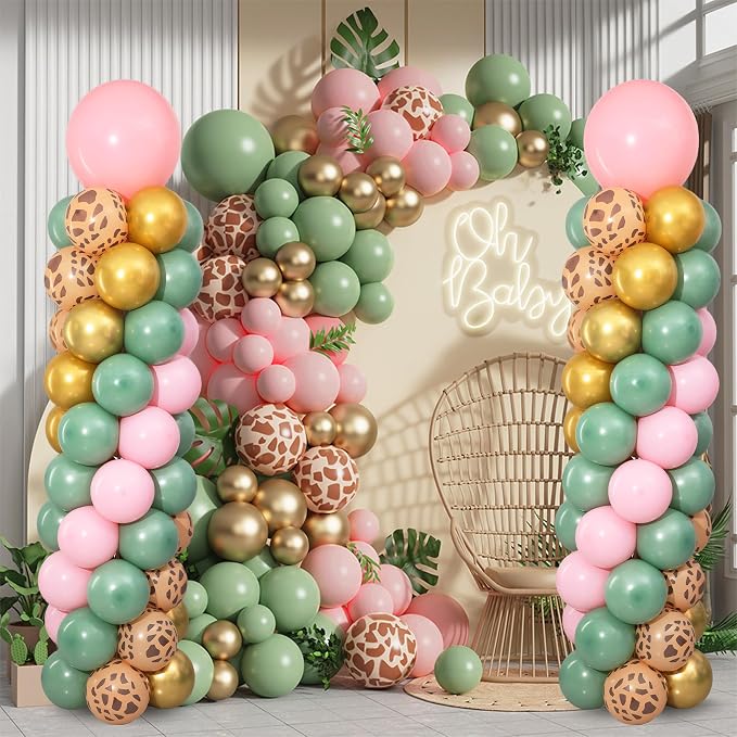 Pink Jungle Safari Balloon Column Stand Kit Set of 2 - Image 2