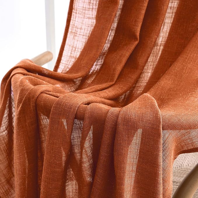 MIULEE Rust Fall Linen Curtains 52x96 Inch 2 Panels - Image 4