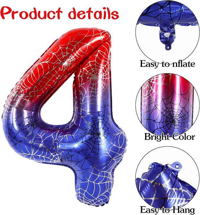 40 Inch Red Blue Number 4 Balloon - Image 3