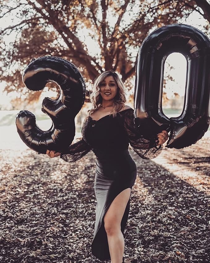 Number 0 Balloons Birthday Decorations, 40In Black Balloons - Image 2