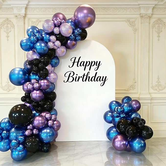 Black Purple Blue Balloon, 12Inch Metallic Navy Blue Purple Black Balloon Pearl - Image 3