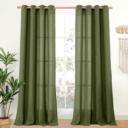 YoungsTex Olive Green Linen Curtains by YoungsTex