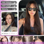 Hair Topper for Women Clip in Bangs – 18 Inch Medium Length Straight 360° Full Coverage Dark Brown,Synthetic Natural Looking Piece for Thinning Hair