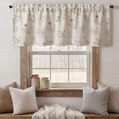 Kitchen Valances for Windows, Farmhouse Floral 52x18 Inch, 1 Panel | Country - Image 4