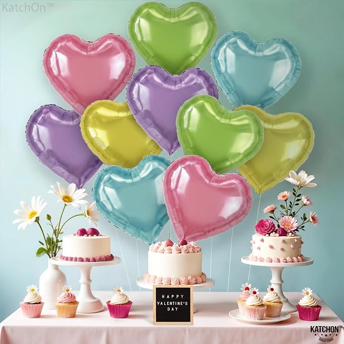 KatchOn Pastel Heart Balloons Set 18 Inch, Pride Decorations, Pride Month - Image 3