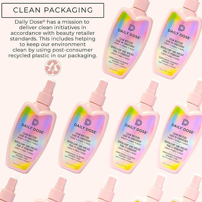 DAILY DOSE Award-Winning Clean Moisture Leave In Conditioner Spray Detangler for Dry, Damaged & Frizzy Hair. Instantly Softens, Smooths & Adds Shine for Kids & Adults. Vegan, Sulfate-Free, Color Safe