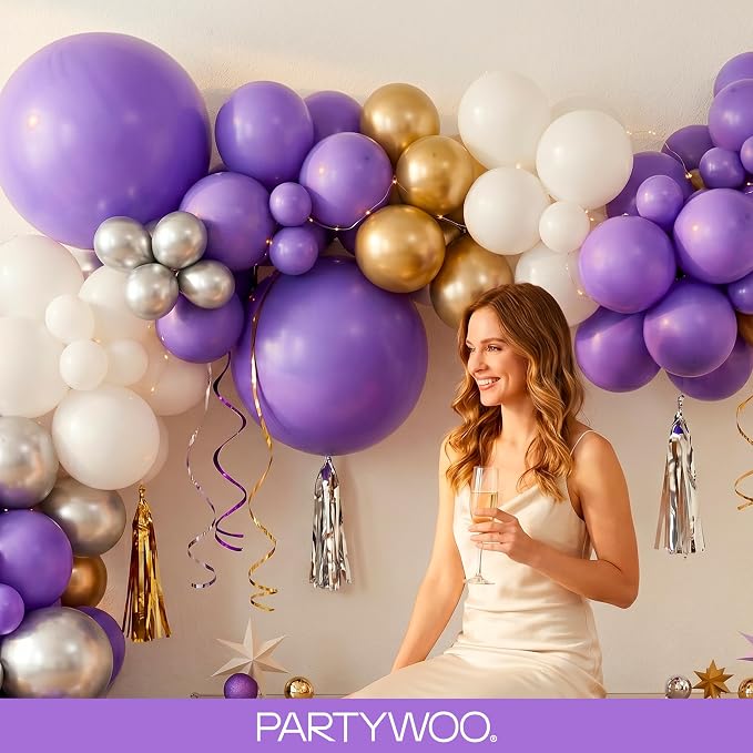 PartyWoo Purple Balloons 100pcs Different Sizes of 18 12 10 5 Inch | Balloons - Image 9