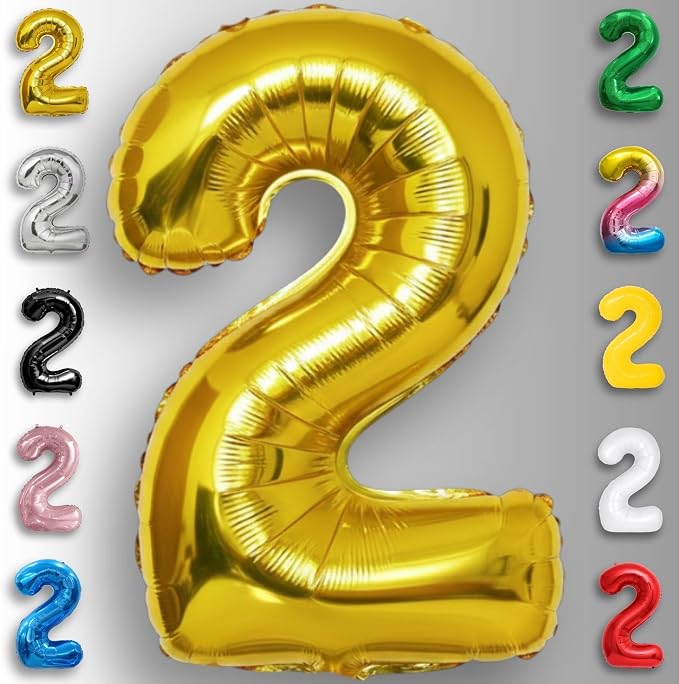 Gold Number Balloon 2 Mylar Foil Balloons 16 inch - Image 5