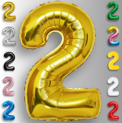 Gold Number Balloon 2 Mylar Foil Balloons 16 inch - Image 5