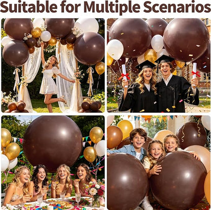 5Pcs Brown Big Balloons 36 Inch, Round Large Latex Party Balloons - Image 4