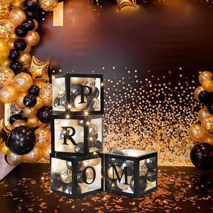 4 Pcs Prom Boxes with Letters 11.8 x 11.8 x 11.8 Inch Clear Prom Balloon Boxes - Image 4