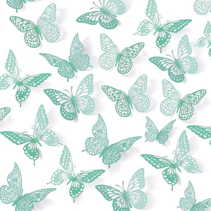 SAOROPEB 3D Butterfly Wall Decor 48 Pcs Pale Turquoise Butterfly Decoration | 4 by SAOROPEB