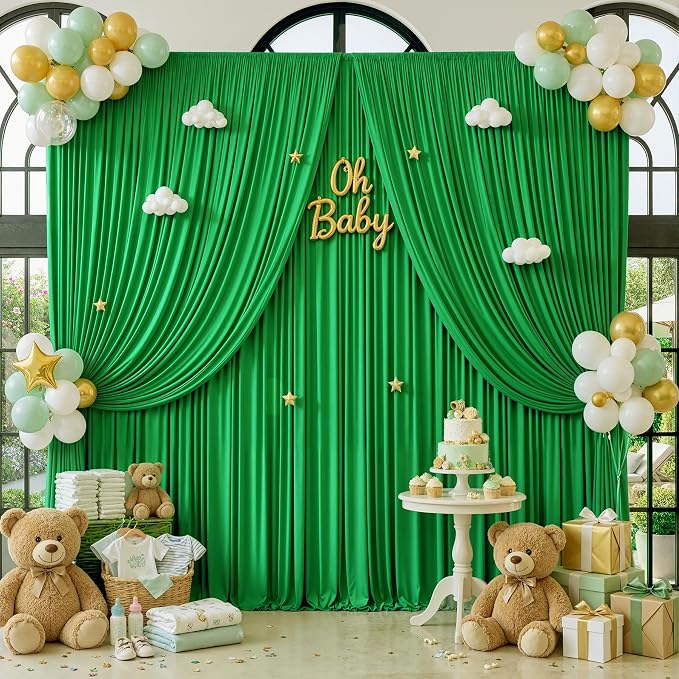 10x12 ft Green Backdrop Curtains - Image 6