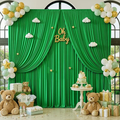 10x12 ft Green Backdrop Curtains - Image 6